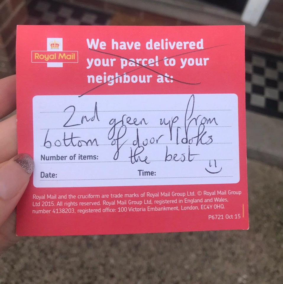 The postie stuck this cheeky note through the door