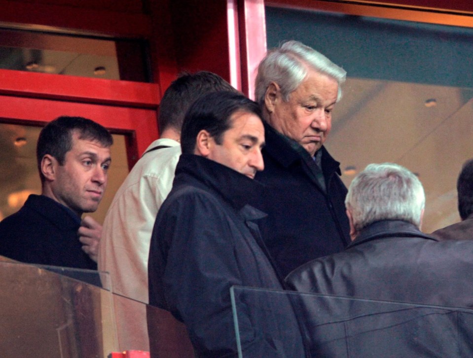 Abramovich with then Russian President Boris Yeltsin at a Chelsea match in 2004