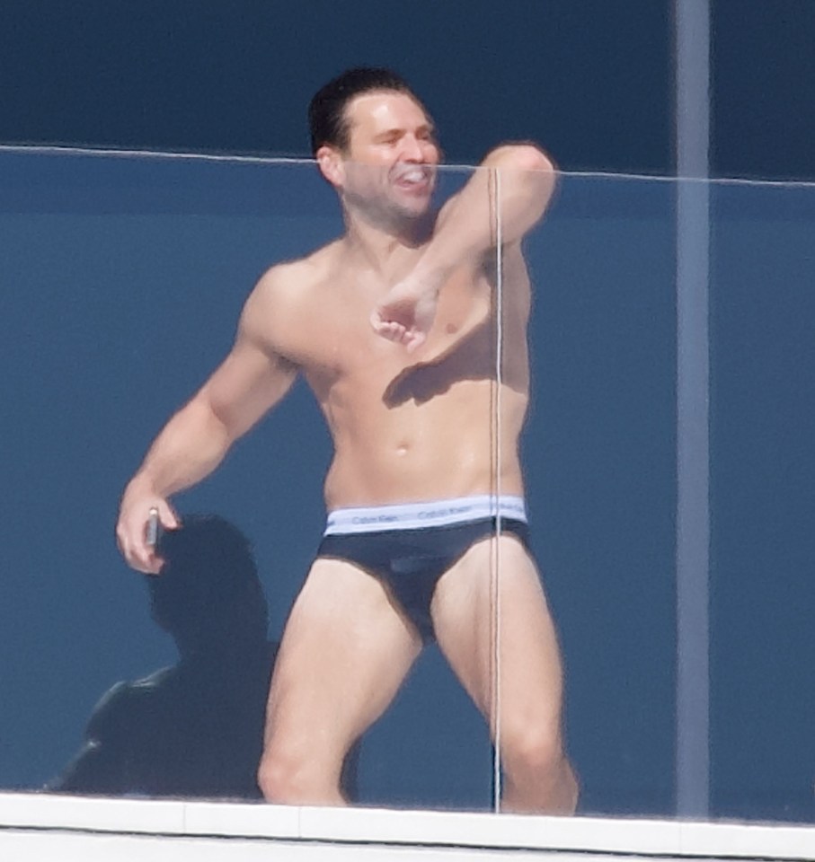 Mark Wright stripped to his pants and jumped in the pool at his amazing villa in Los Angeles