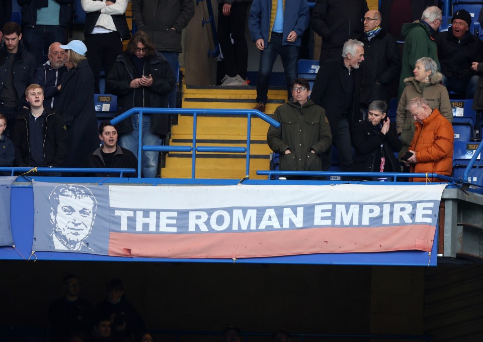 A banner of Abramovich was on display