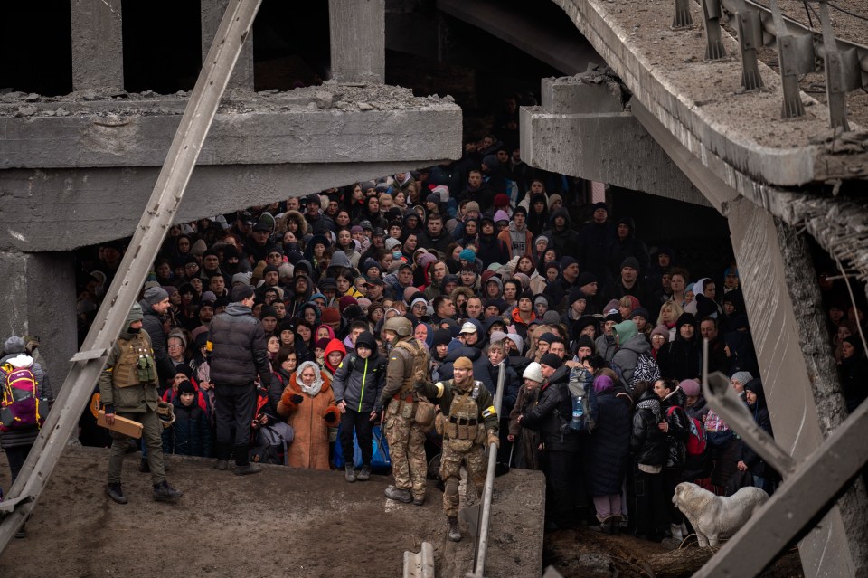 Irpin residents hid under a destroyed bridge to avoid Russian airstrikes