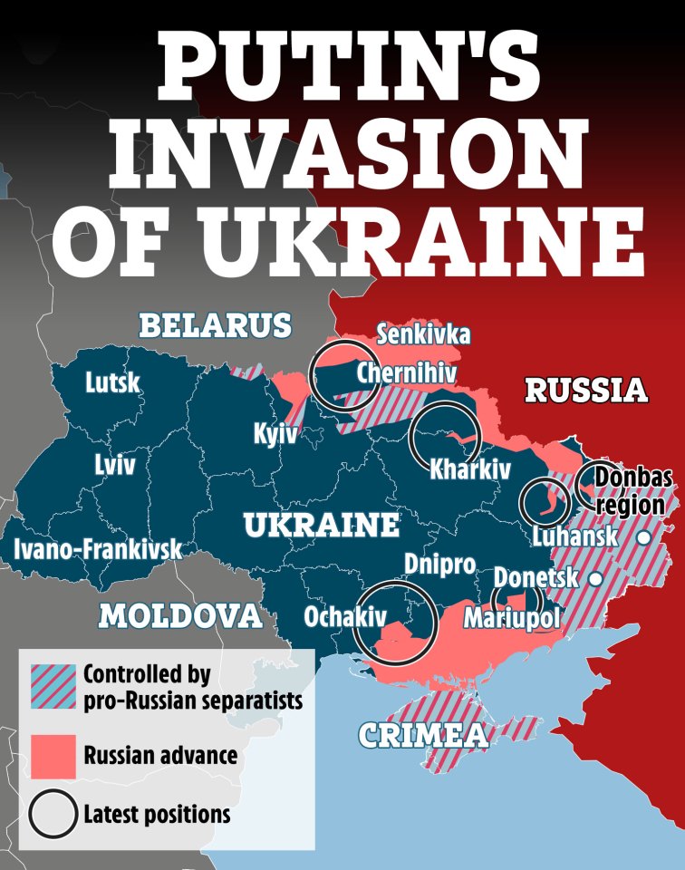 The Russians invaded Ukraine on February 24 and has since struggled to fight back against the resistence