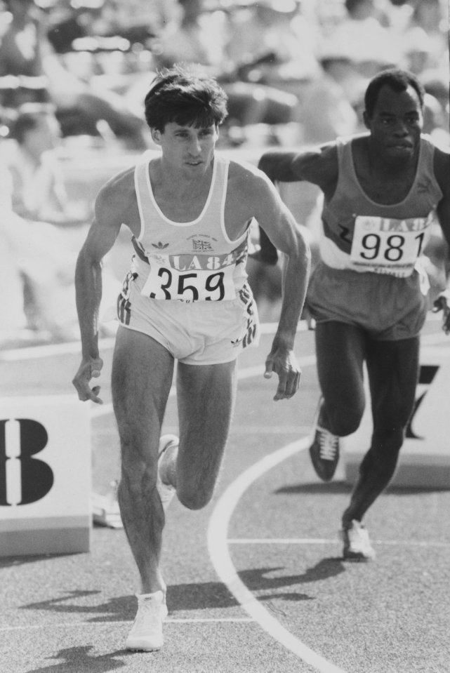 Lord Coe in action in the 800m heat at Los Angeles 1984