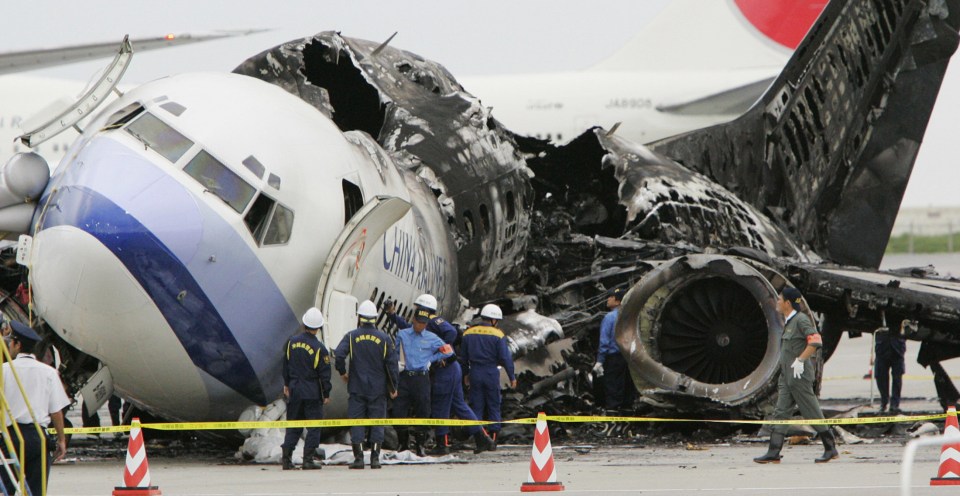 A Boeing 737-800 exploded into flames at Naha Airport in 2007