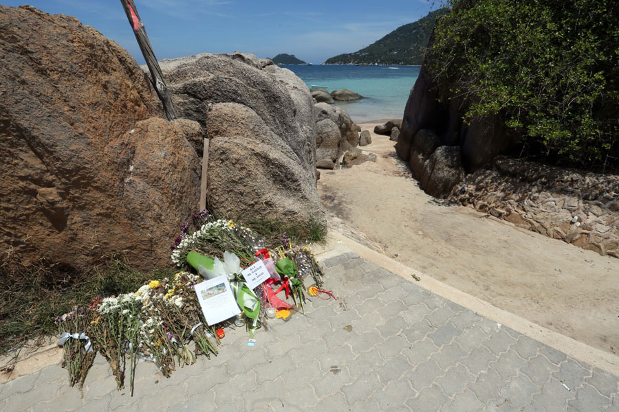 A memorial to David Miller and Hannah Witheridge has appeared on the island