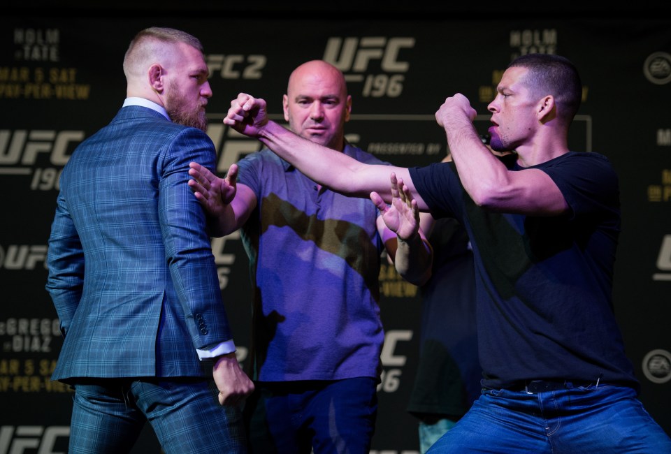 Conor McGregor, UFC president Dana White and Nate Diaz