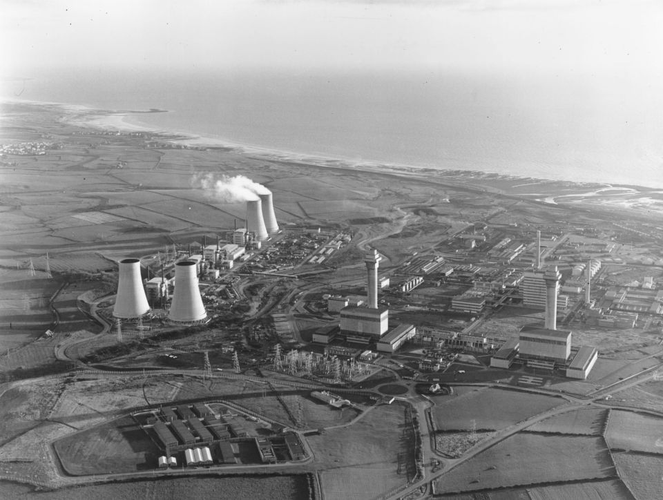 Calder Hall and Windscale (now known as Sellafield) power stations in Cumbria in 1975