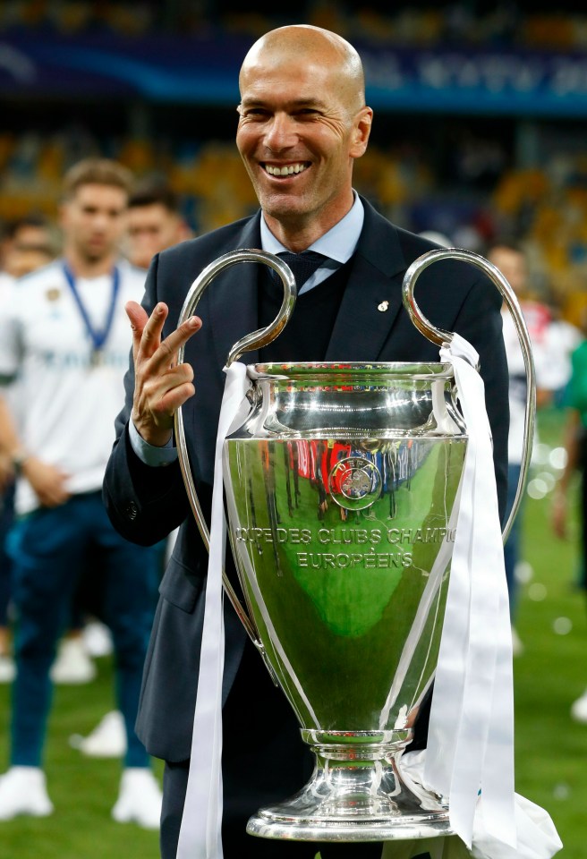 Zinedine Zidane won three Champions League crowns in three years as Real Madrid boss