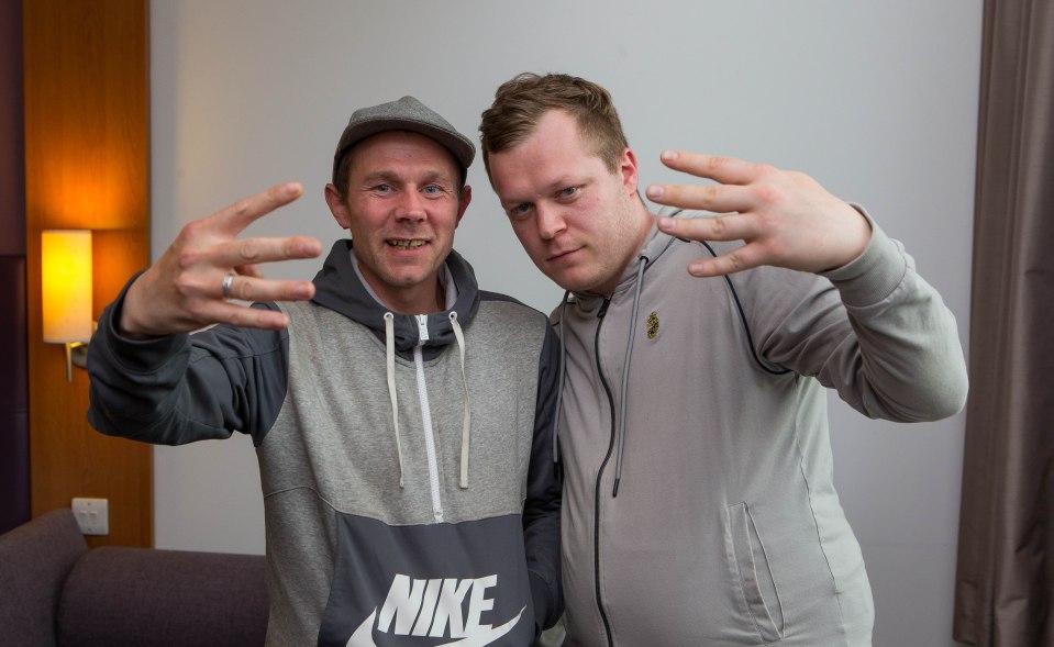 Mark Goodram and Jon Watson celebrate a lottery win - before being convicted of fraud