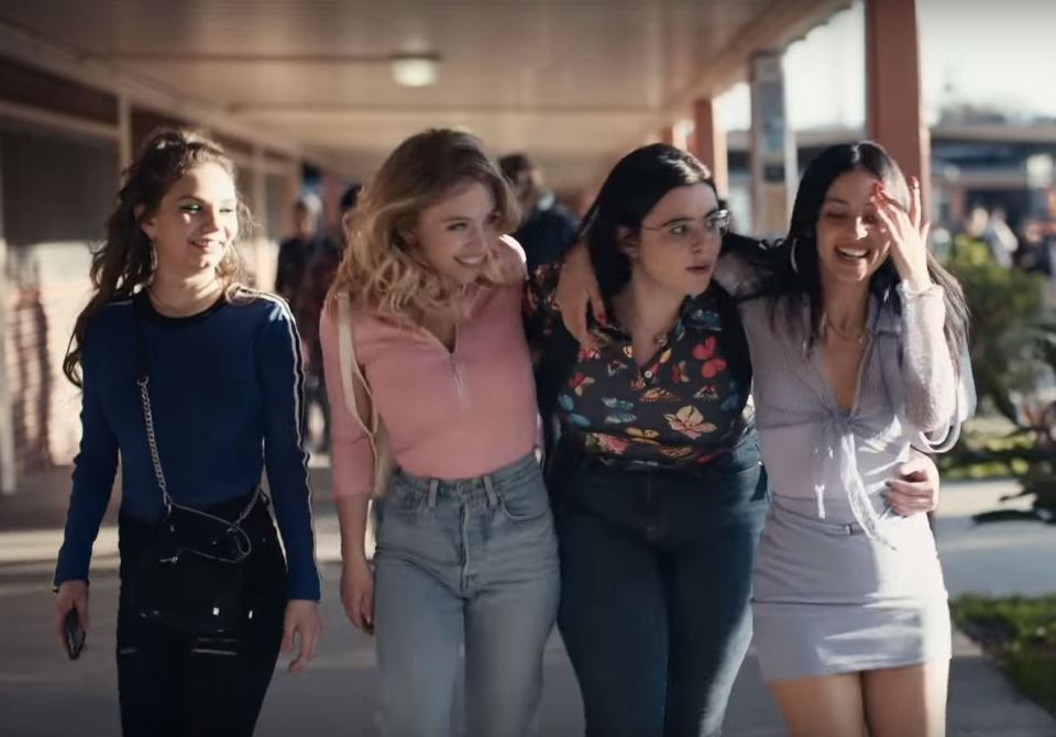 Barbie Ferreira, second from the right, as Kat Hernandez in Euphoria