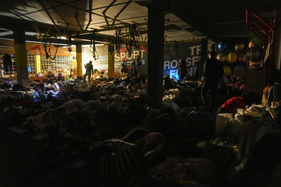 A makeshift bomb shelter has been built in a sports centre in the city