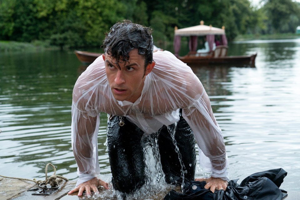 One clip has Jonathan emerging from a lake in a wet shirt in season two