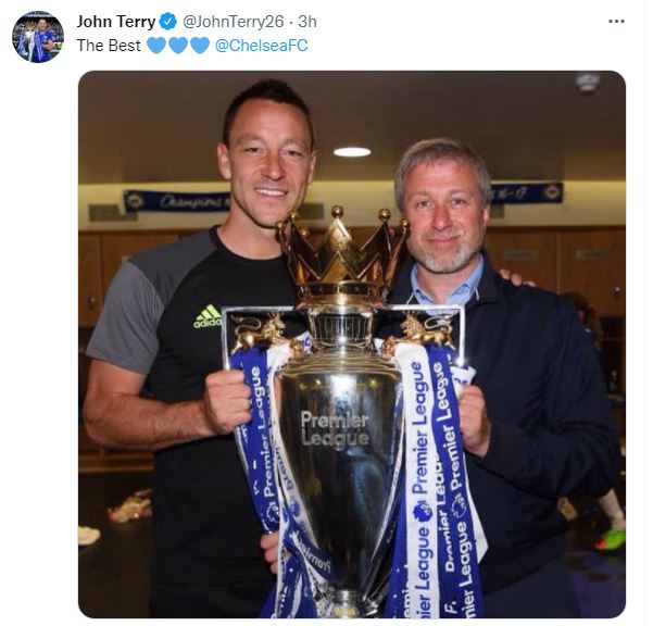 Terry was full of praise for Abramovich after the former Blues captain heard the Russian was selling Chelsea - labelling him the best owner in the world