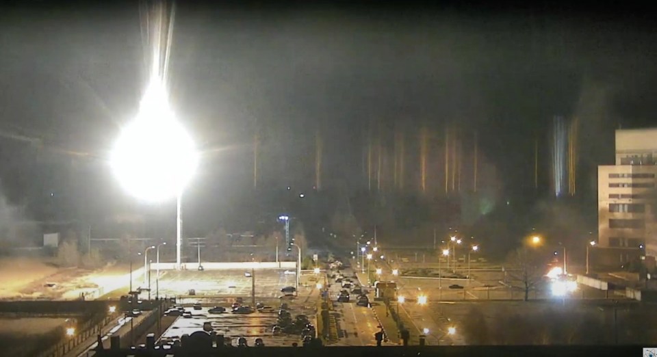 Surveillance camera footage shows Zaporizhzhia nuclear power plant during shelling