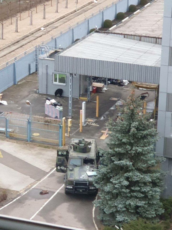 A Ukrainian military vehicle destroyed in the defence of the plant