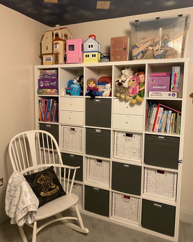 The playroom has plenty of storage to keep their toys in