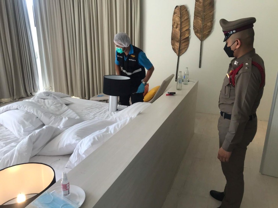 Forensic cops were seen examining the villa following the tragic death