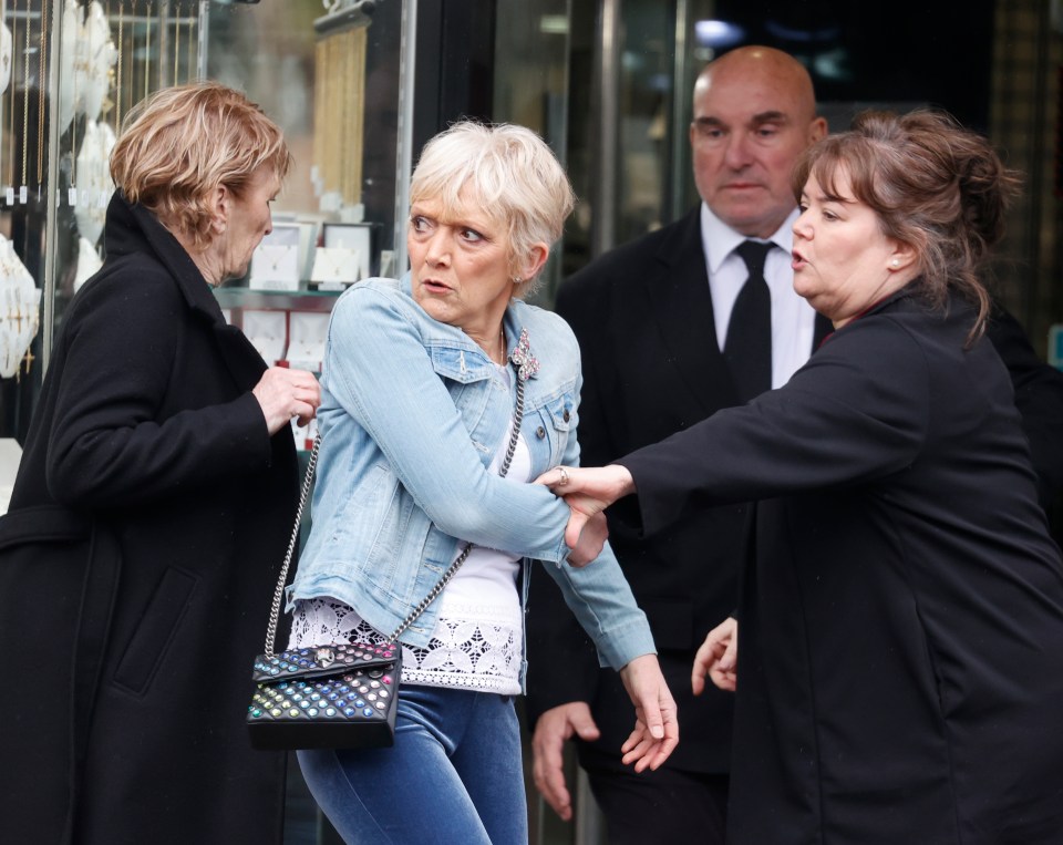 Eastenders spoiler photos show Jean Slater (Gillian Wright) being arrested at a jewellery shop