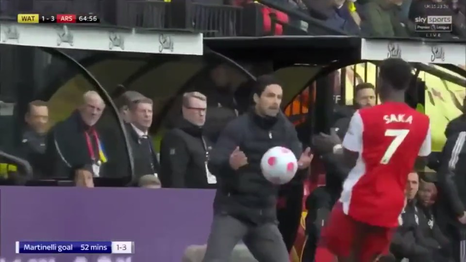 Arteta helped start the move which resulted in Arsenal's third goal against Watford