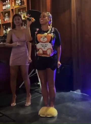 She enjoyed some karaoke last night