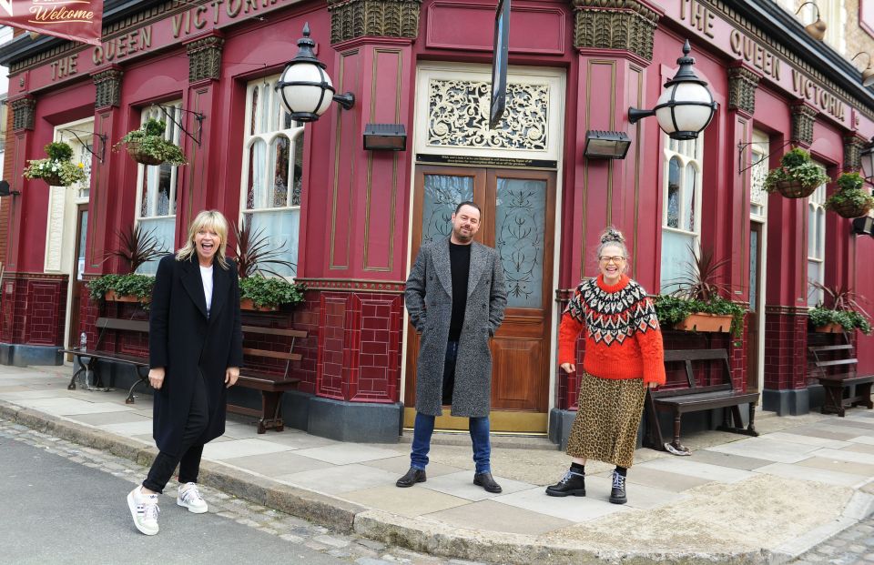 Danny, with Zoe Ball, left, and Kellie Bright, right, teased an epic conclusion to his time on the soap