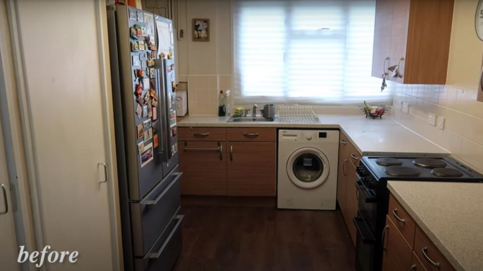 The kitchen looked dated and drab before the refurbishment