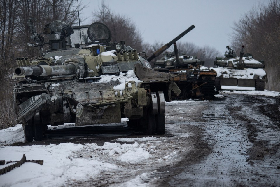 Russian tanks pictured abandoned as Putin's invasion of Ukraine grinds forward