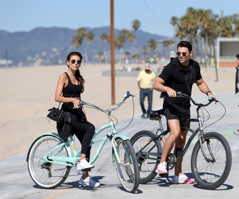 Michelle Keegan and Mark Wright wore matching gym kits as they enjoy bike ride in LA