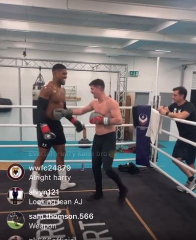 Anthony Joshua and Luke Campbell in Angel Fernandez's gym