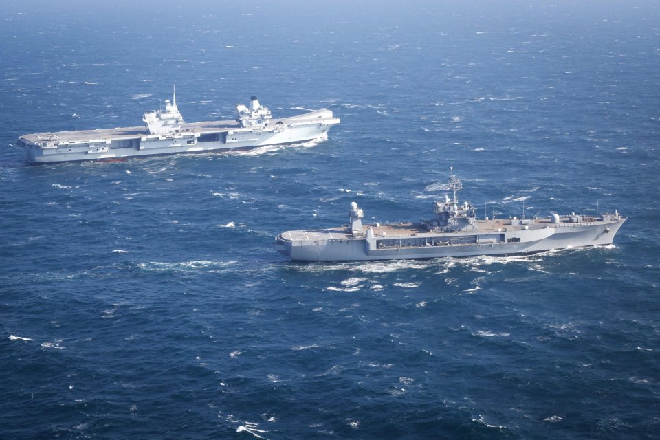 The HMS Prince of Wales with the USS Mount Whitney taking part in the Nato drill