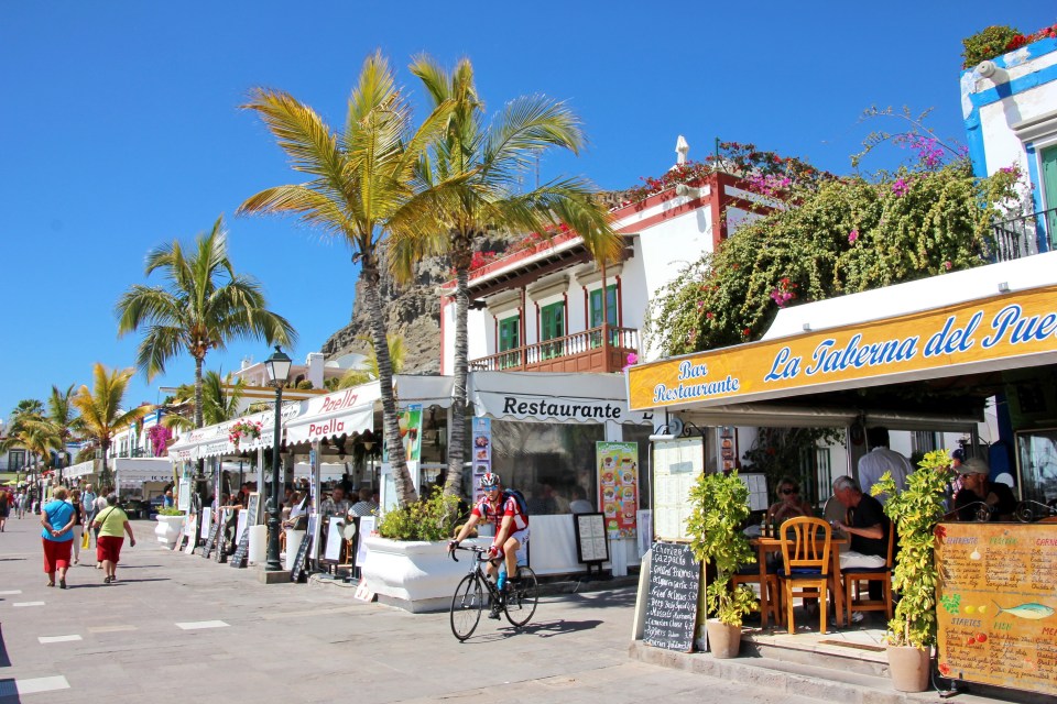 If cycling isn’t your style (or you just need a day off the bike), there is plenty more to do, here Puerto de Mogan’s main street