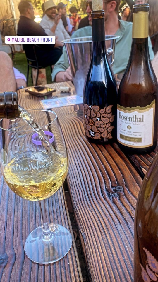 Michelle enjoyed wine with friends in Malibu