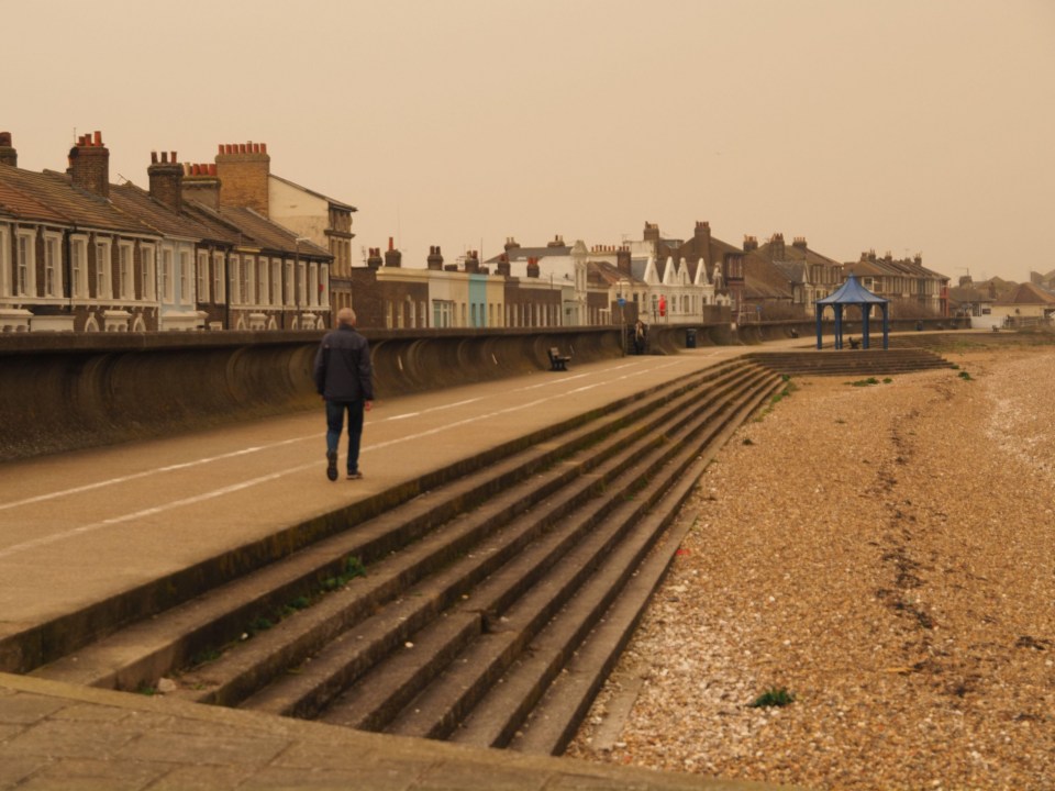 The effects of the freak weather were seen in Sheerness, Kent, this morning