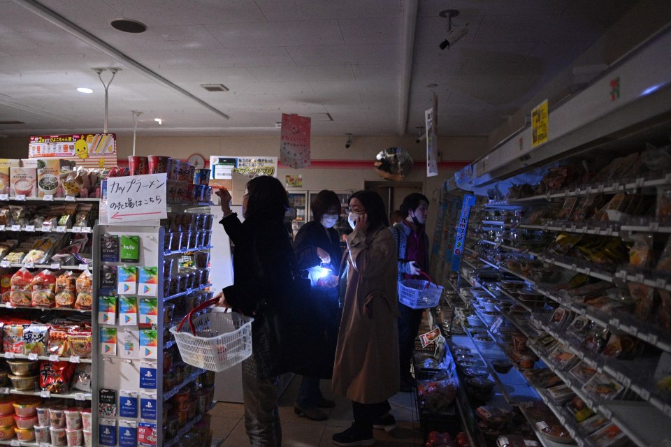 A power outage in the Koto district in Tokyo