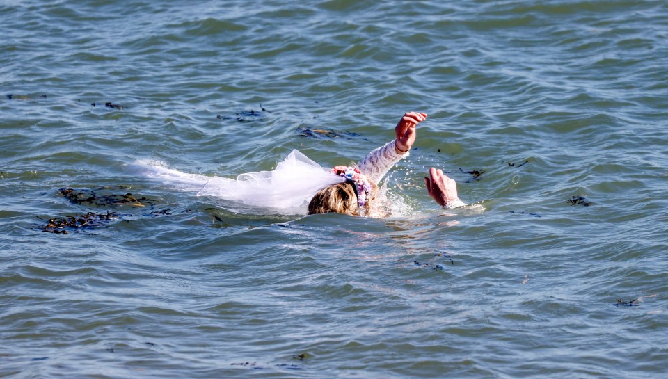 However she will end up in peril as she struggles to swim