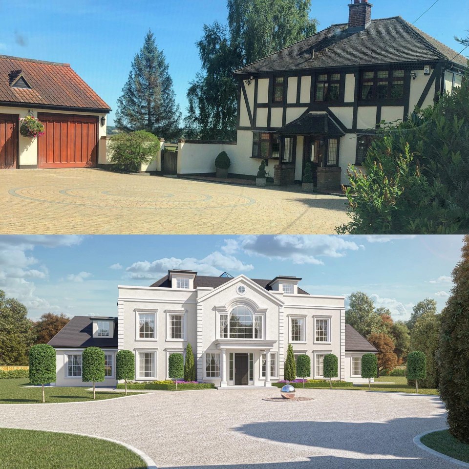 The property they bought vs an artist’s impression of how it will look when finished