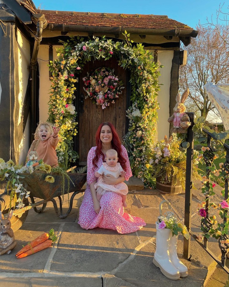 Stacey with children Rex and Rose at their home