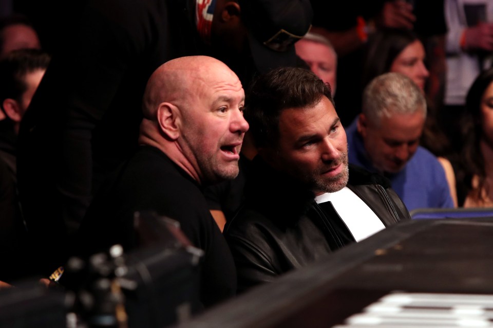 UFC president Dana White, seen here with Eddie Hearn, was blown away by the crowd and plans to return