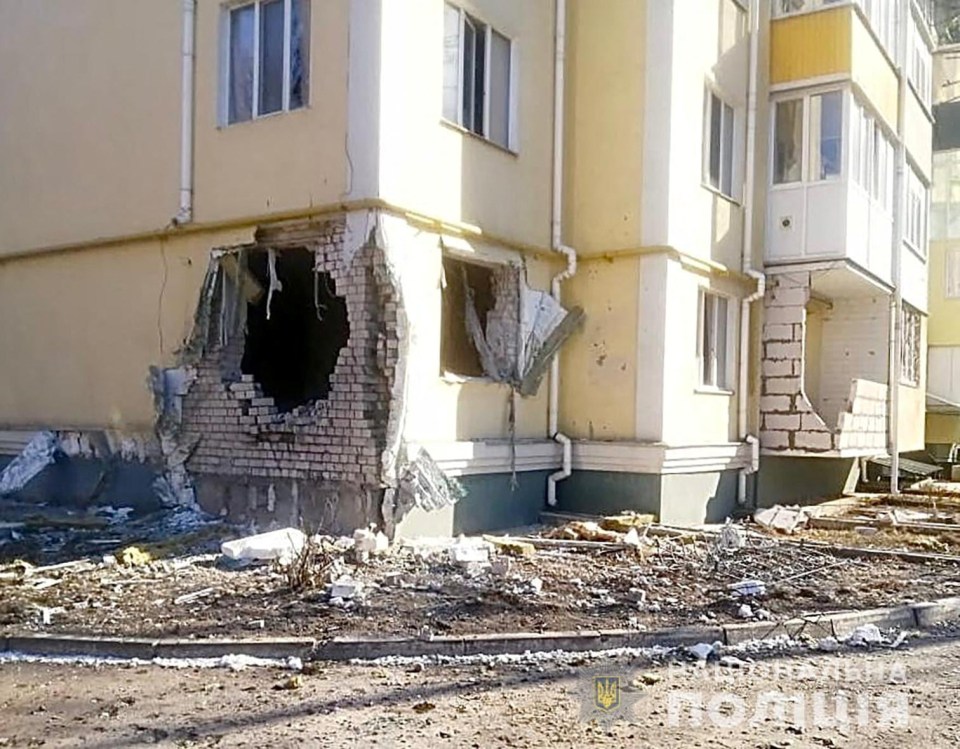 Buildings have been damaged after another night of shelling in Chernihiv