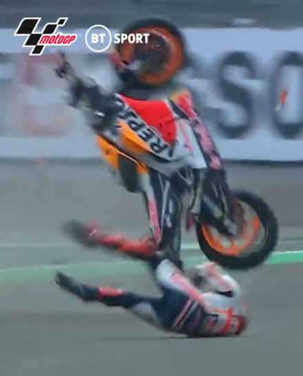 Marquez landed heavily after somersaulting in mid-air