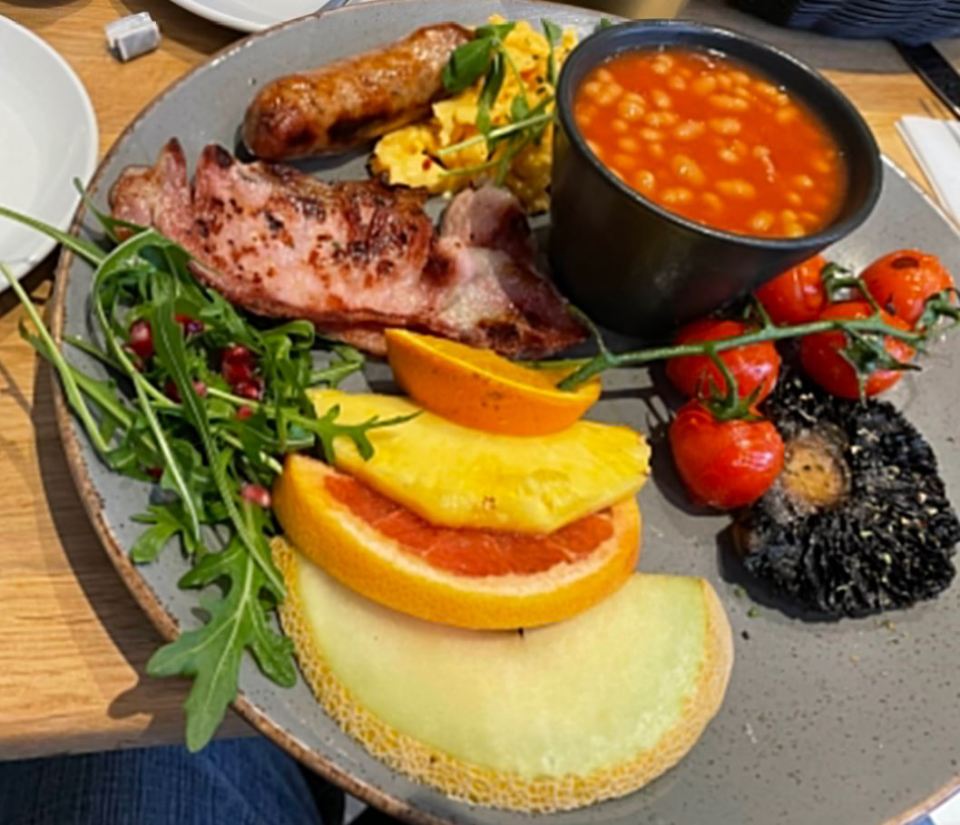 The bloke was fuming when the restaurant gave him slices of fruit and a side salad