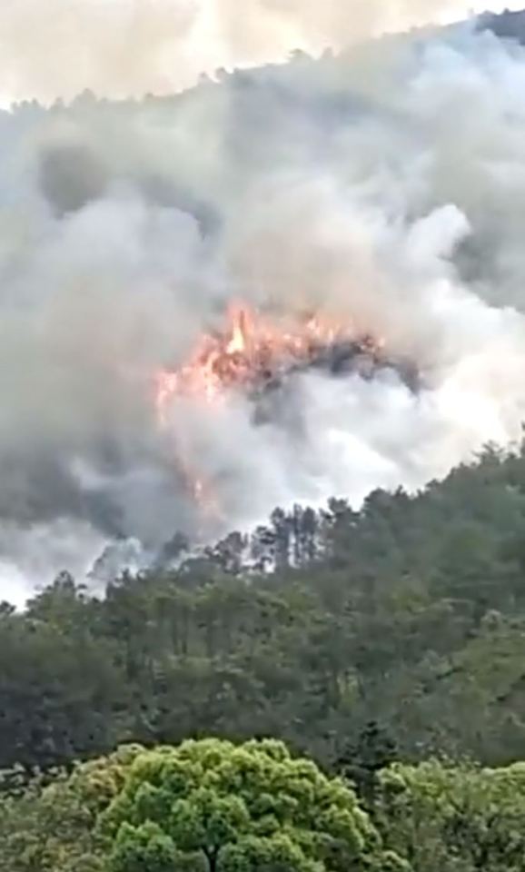 Smoke can be seen coming from the scene near the city of Wuzhou