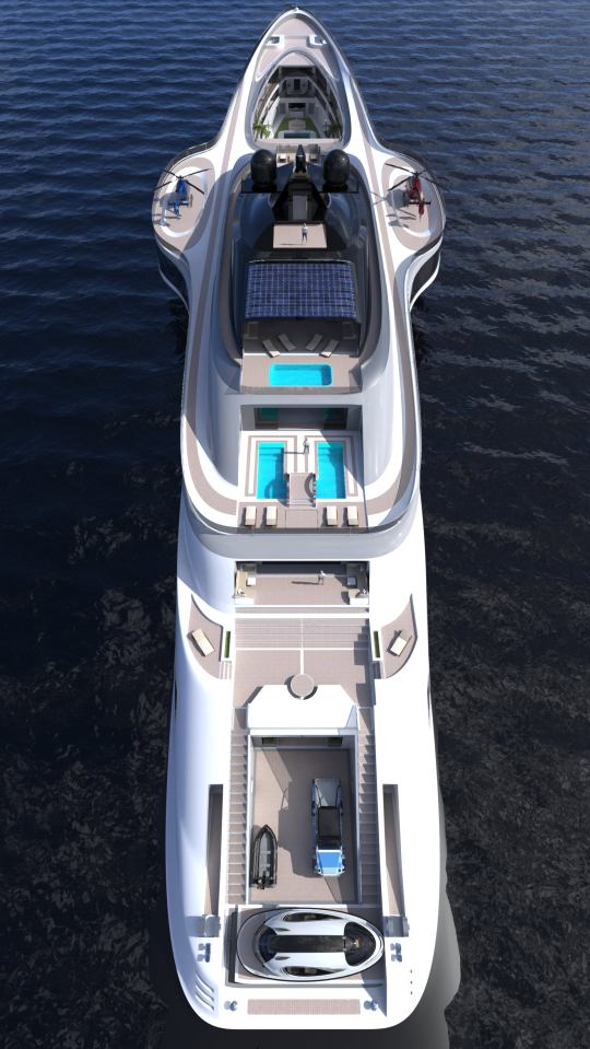 If built, the design company say Sovrano will become the widest superyacht in the world