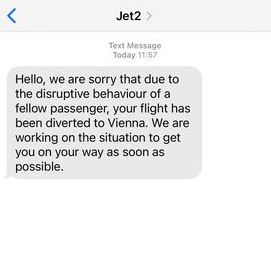 The airline sent passengers a text message update as the plane diverted to Vienna