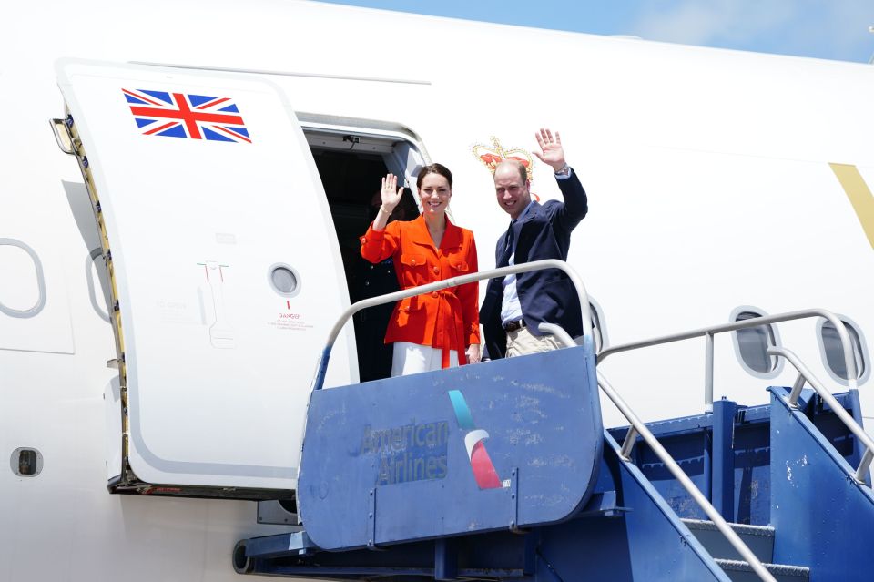 The pair gave a royal wave as they boarded their jet to Brazil