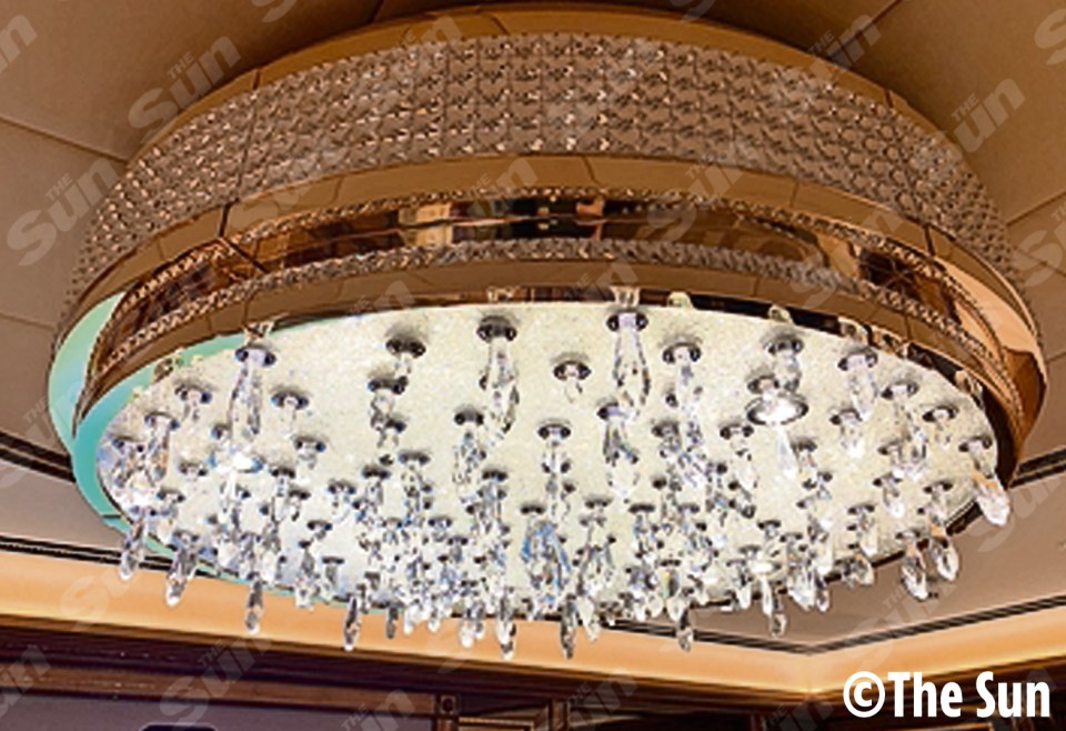 A chandelier on the no expense spared superyacht