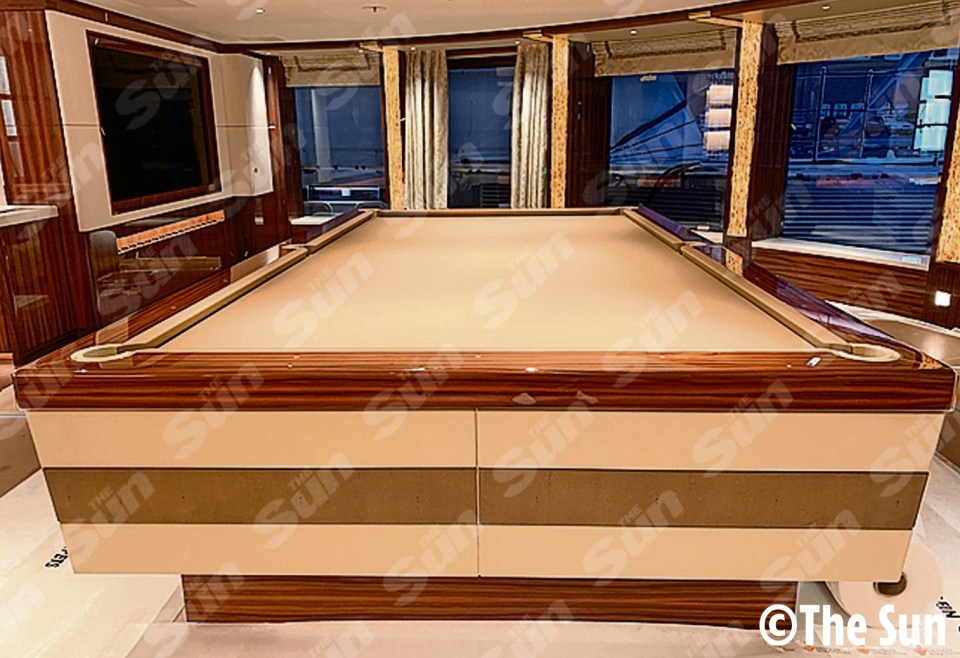 Among the indulgences on board is a self-levelling pool table