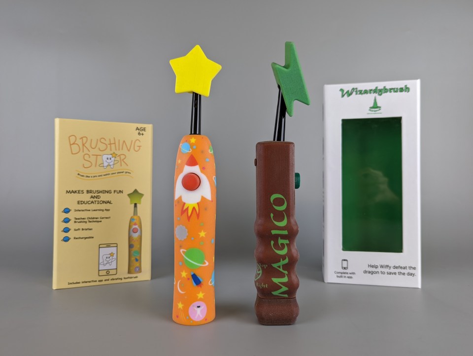 The two toothbrush designs developed by the Apprentice candidates