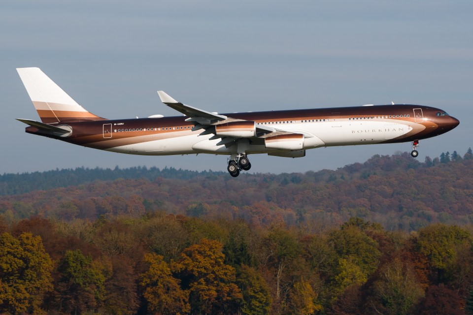 Usmanov's private Airbus A340 four-jet airliner