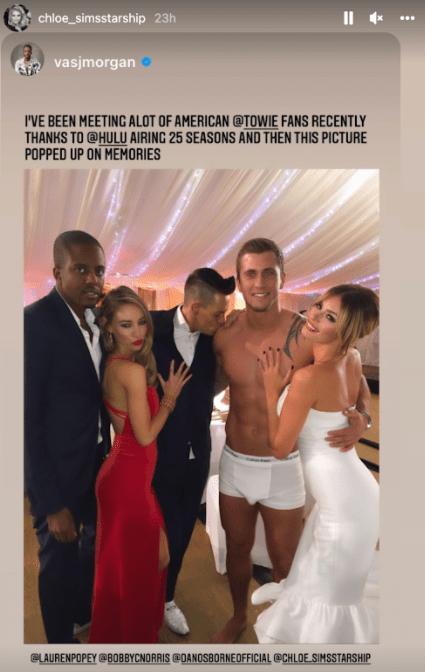 Chloe Sims reshared a throwback featuring Vas Morgan and Dan Osborne